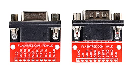 risingsaplings 9 Pin Serival Connector DB9 Female and DR9 Male Signals Breakout Board D-SUB Adapter Connector RS232 Serial Solder with 10 Pin Header