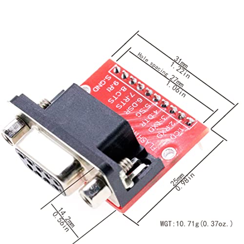 risingsaplings 9 Pin Serival Connector DB9 Female and DR9 Male Signals Breakout Board D-SUB Adapter Connector RS232 Serial Solder with 10 Pin Header