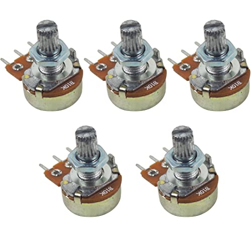 jujinglobal 5pcs 10K Ohm Single Linear Taper Rotary Potentiometer 15mm Knurled Shaft Length Shaft Diameter 5mm