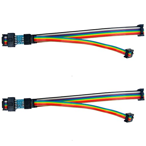 jujinglobal 2pcs ISP Rainbow Cable 10Pin to 6Pin for Arduino