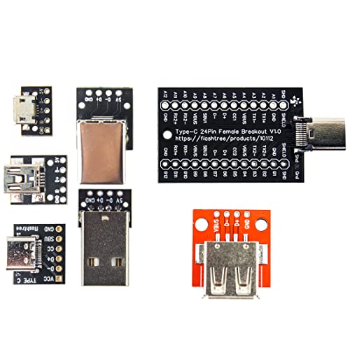 jujinglobal 7pcs Expansion Board Set USB a Male USB a Female USB B Female Mini USB microusb Type-C Male Type-C Female