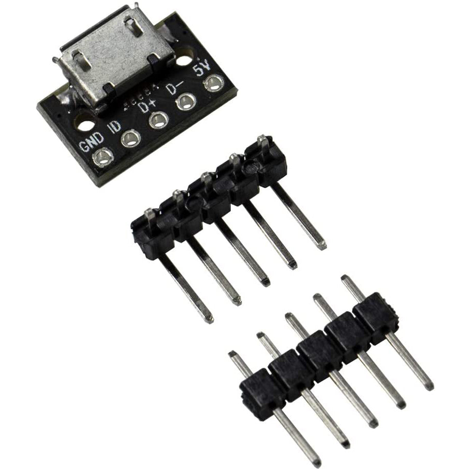 flashtree 2pcs USB Micro Female Breakout Board (5 Pins Output 2.54mm 100mil Pitch)