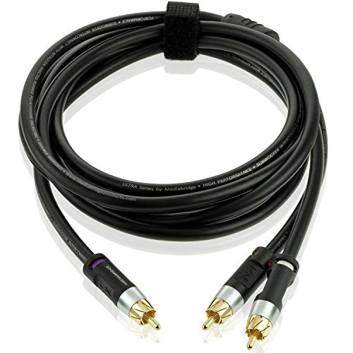 Mediabridgeâ„?Ultra Series RCA Y-Adapter (15 Feet) - 1-Male to 2-Male for Digital Audio or Subwoofer - Dual Shielded with RCA to RCA Gold-Plated Connectors - Black - (Part# CYA-1M2M-15B)