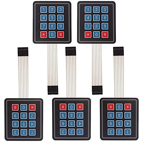 jujinglobal 5pcs 3 x 4 12 Keys Matrix Array Membrane Switch Keypad Keyboard for Arduino Raspberry pi