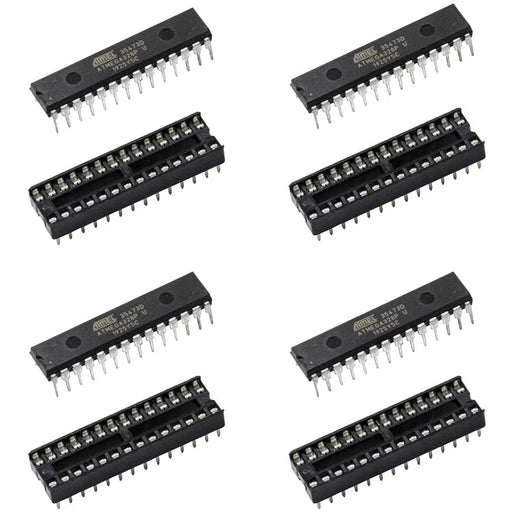 flashtree Atmega328P-PU Atmega328p Microcontroller with Uno R3 Bootloader DIP28… (4pcs with Sockets)