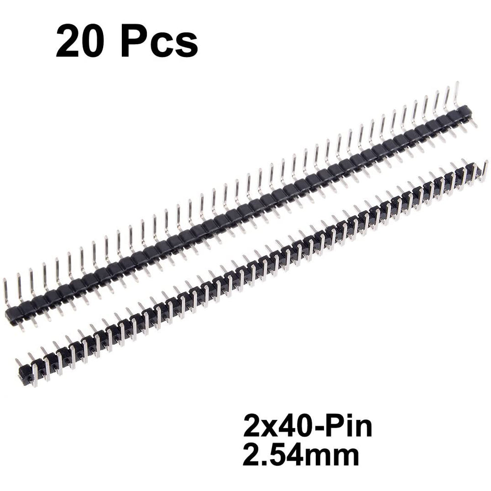 flashtree 20Pcs 2.54mm Pitch 40P Single Row Curved Connector Pin Header Strip for Arduino Prototype Shield