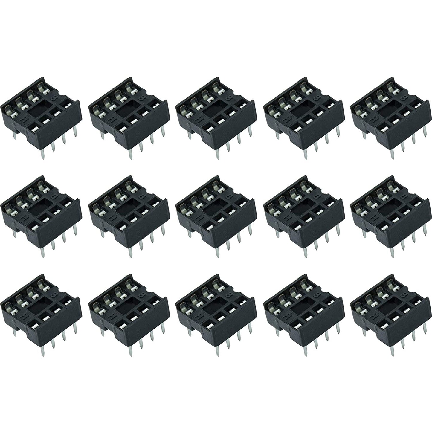 flashtree 15pcs Solder Type Double Row 8PIN DIP Integrated Circuit IC Sockets Connector DIP8