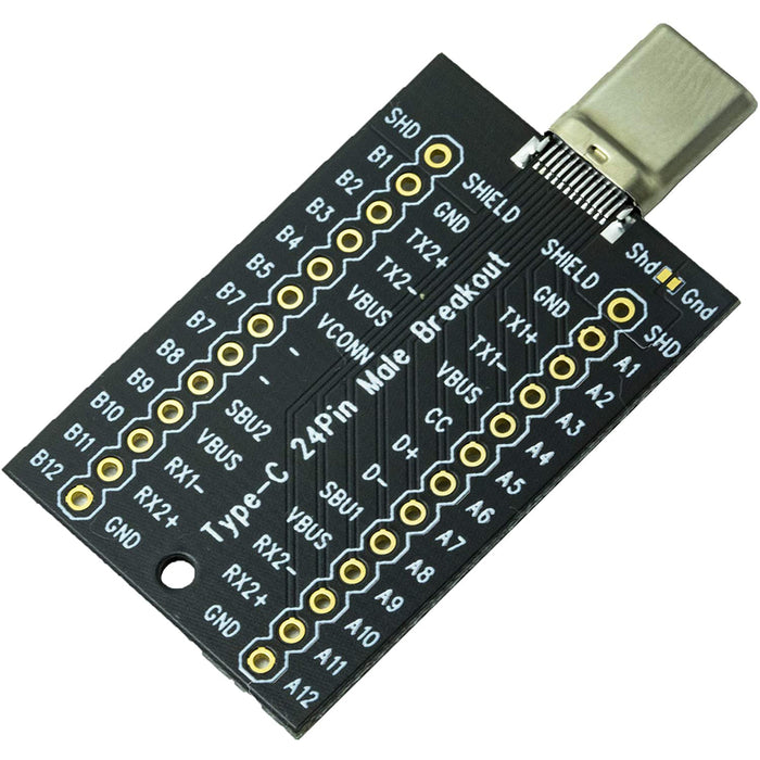 flashtree USB Type-C Type C Male Breakout Board 24 Pins Out (2.54mm 100mils Pitch)