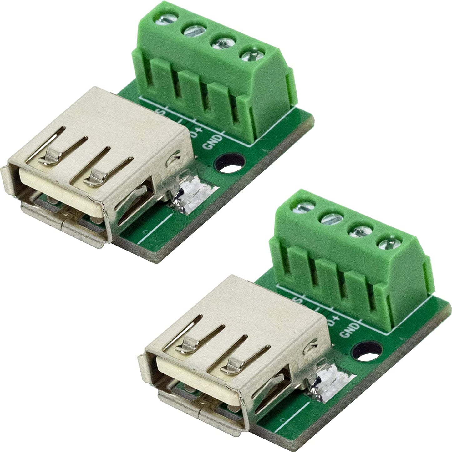 flashtree 2pcs USB Type A Female Socket Breakout Board with 3.81mm Pitch Terminal Adapter Connector DIP