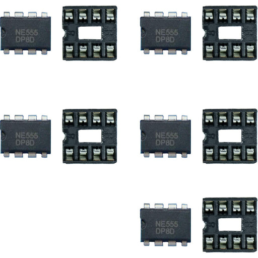 flashtree 5pcs NE555 NE555P 555 Timer Clock IC and Sockets